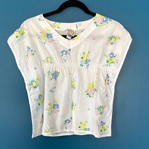 The Beaufort Bonnet Company White Coverup with Yellow and Blue Floral Print